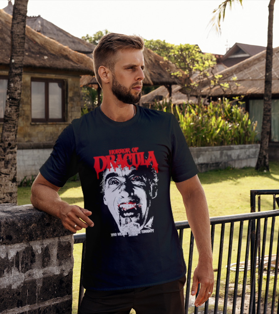 Horror Of Dracula Who Will Be His Bride Tonight Vintage Vampire Movie T-Shirt