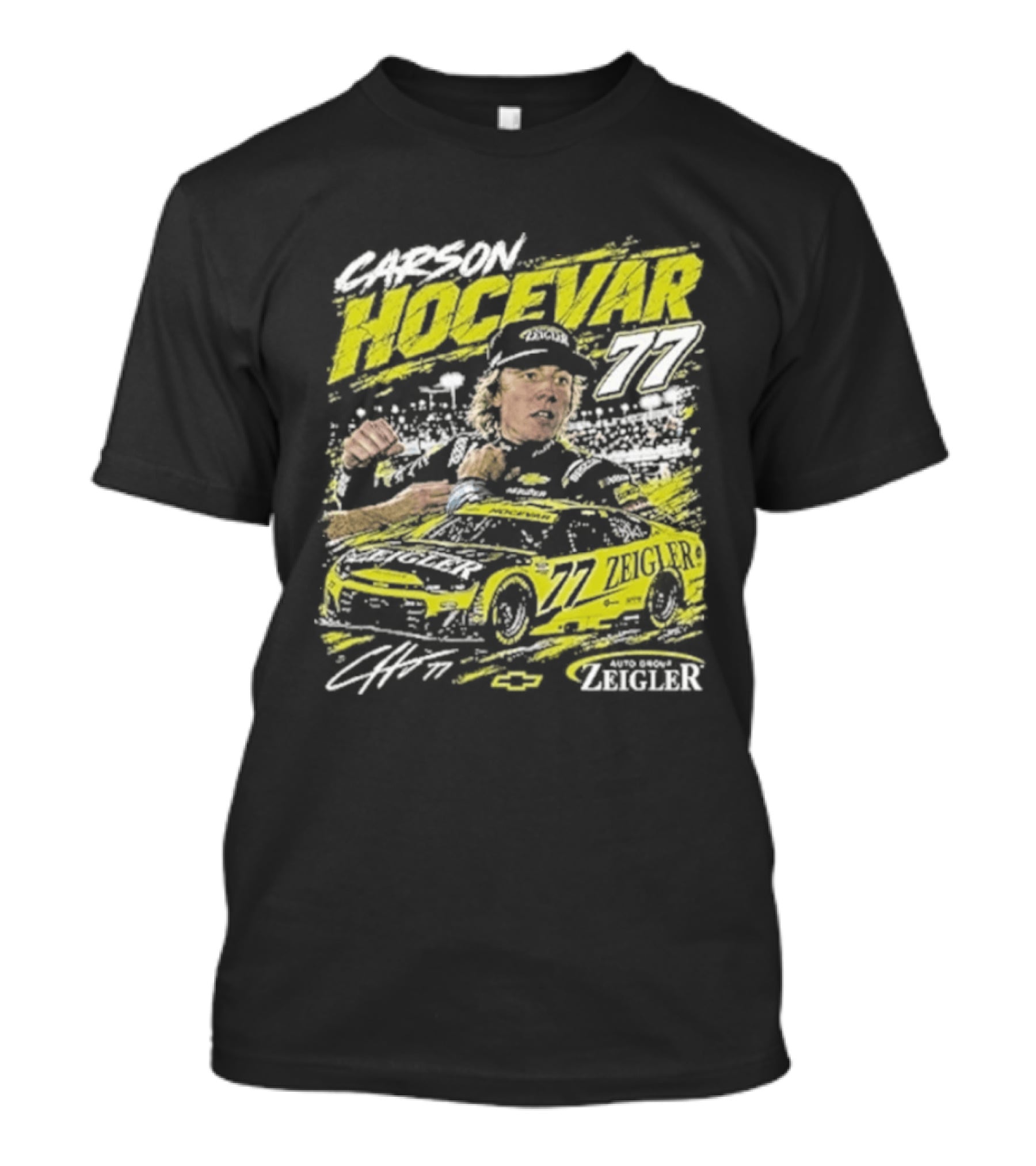 Carson Hocevar 77 Cartoon Race Car And Driver T-Shirt