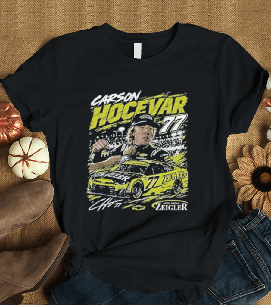 Carson Hocevar 77 Cartoon Race Car And Driver T-Shirt