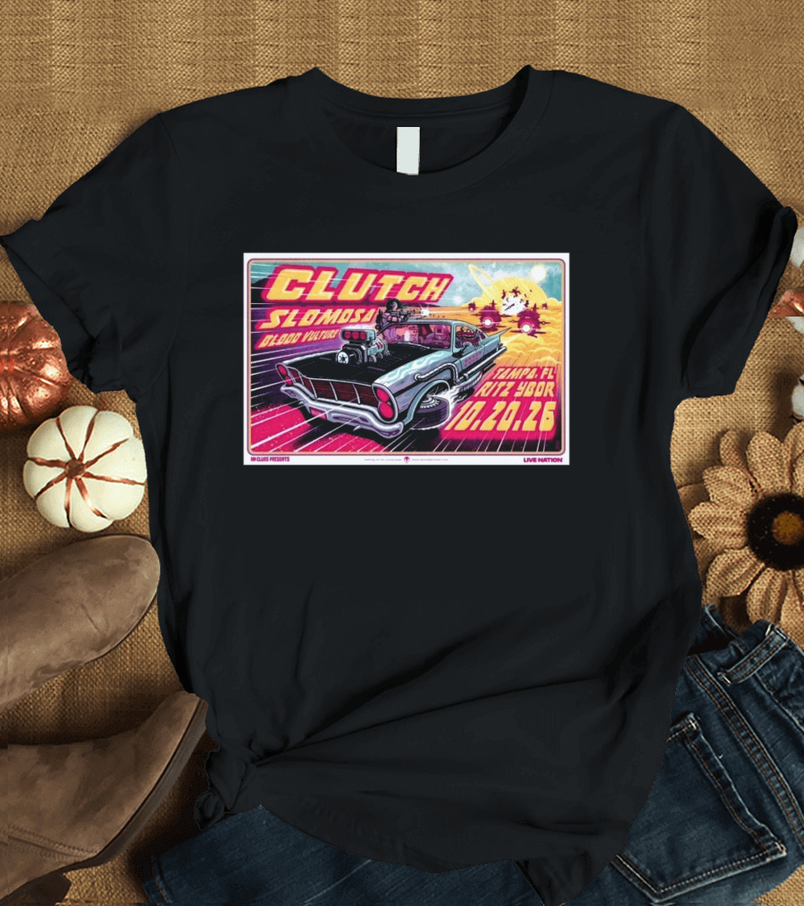 Clutch Slomosa Blood Vulture Tampa FL Ritz Ybor 10 20 26 Live Nation Promo Car T-Shirt