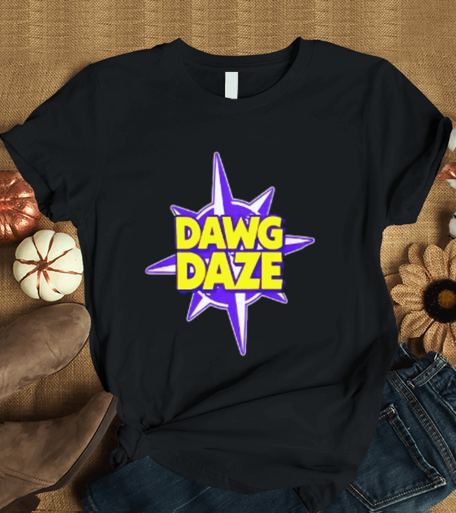 Dawg Daze University Campus Orientation Purple And Yellow Starburst T-Shirt