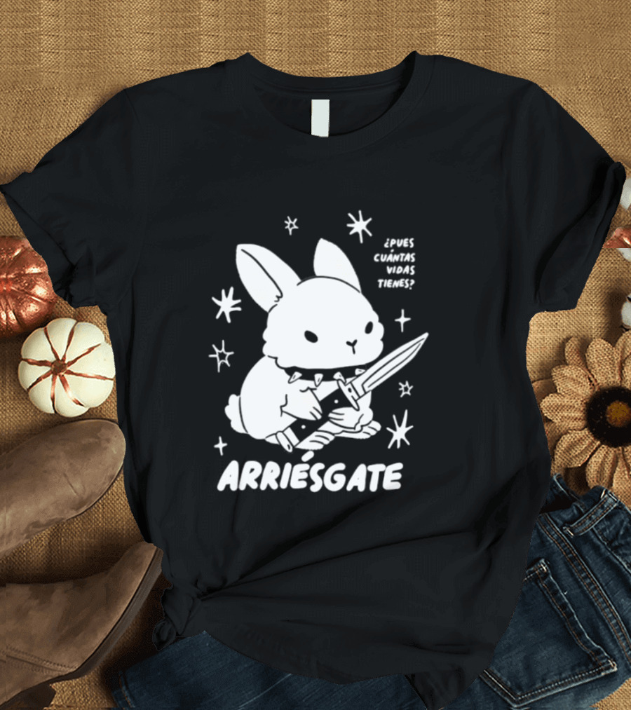 Dulce Nopronto ¿Pues Cuántas Vidas Tienes Arriésgate Conejo Cuchillo Kawaii Estrellas T-Shirt