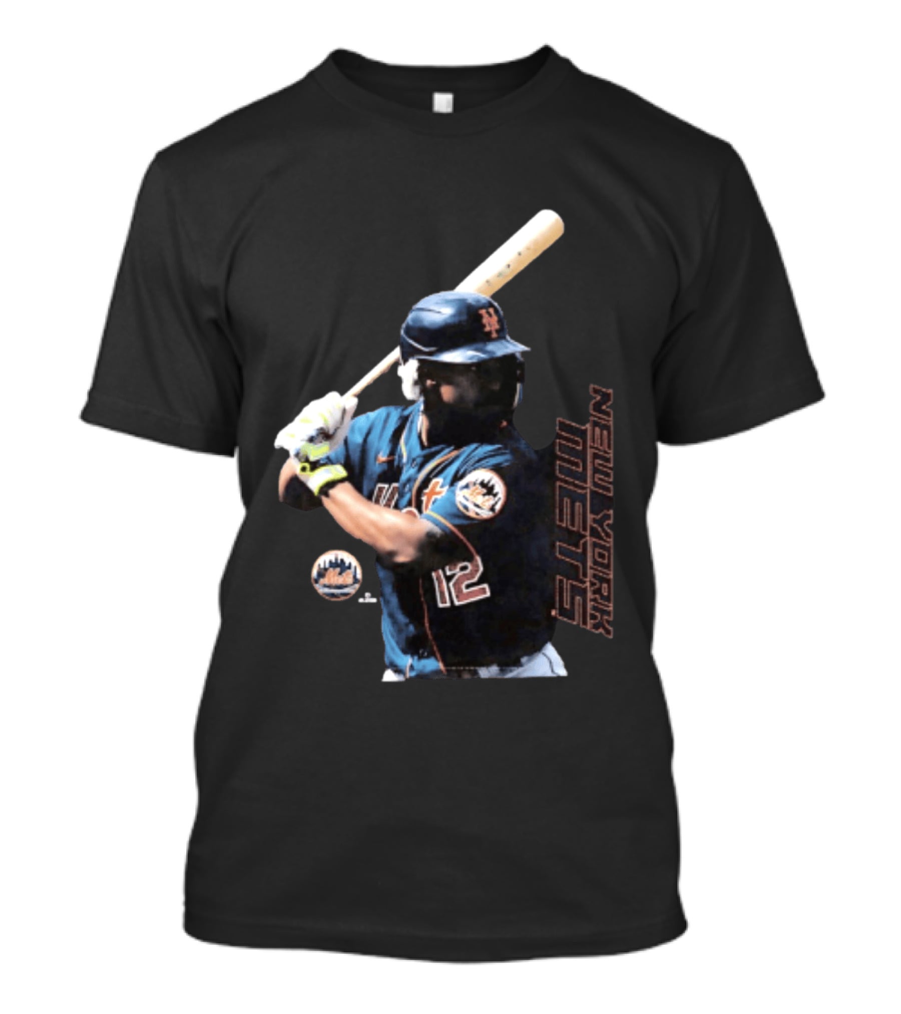 Francisco Lindor New York Mets MLB Number 12 Baseball Batting Action T-Shirt