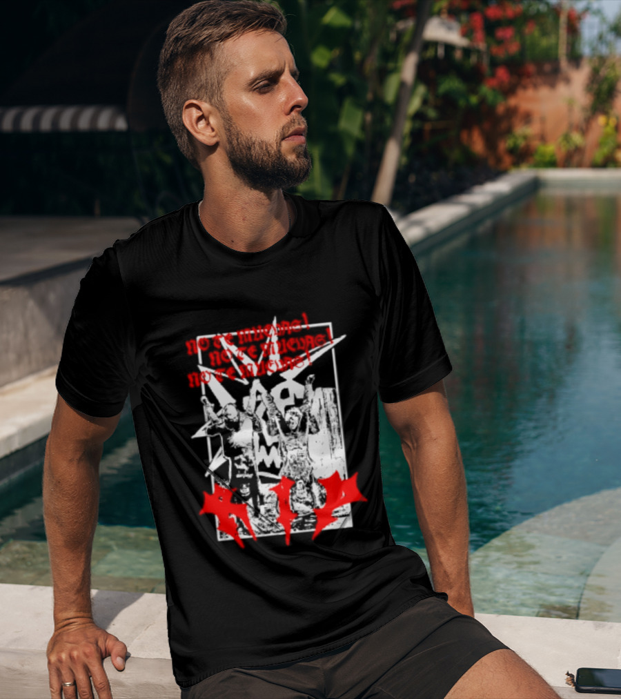 No Te Muevas Rip Punk Rock Hardcore Band White And Red Distorted T-Shirt