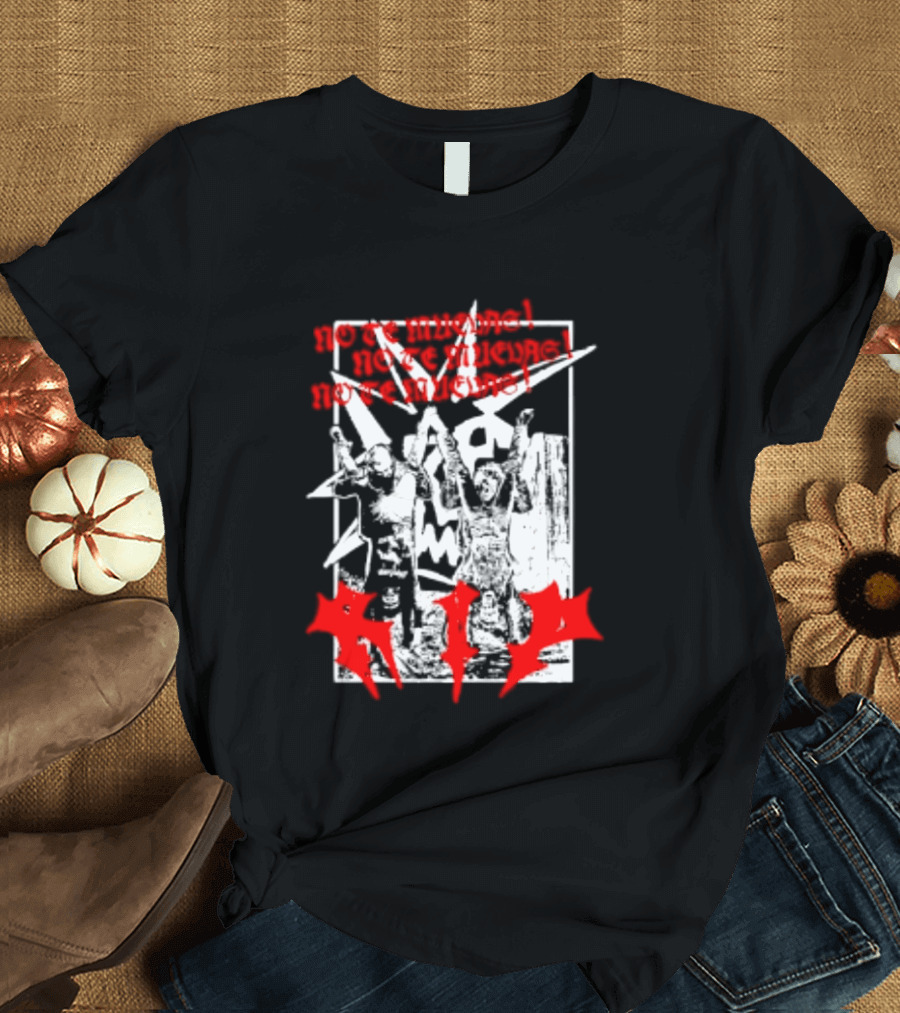 No Te Muevas Rip Punk Rock Hardcore Band White And Red Distorted T-Shirt