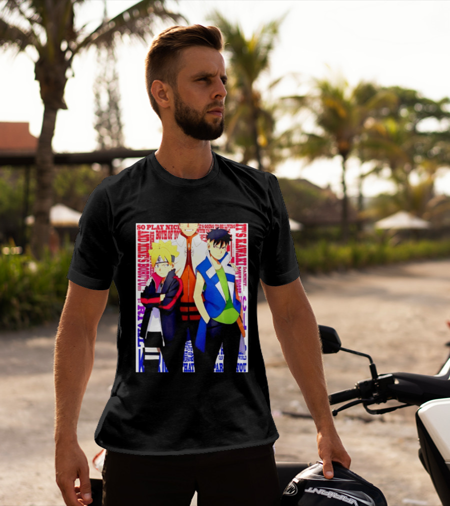 Uzumaki Boruto Naruto Kawaki Rivals Bright Style Manga Characters T-Shirt
