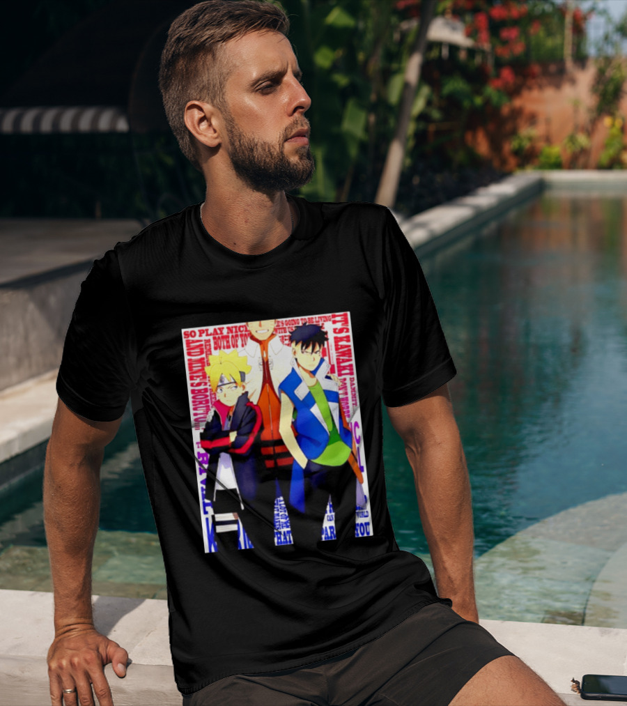 Uzumaki Boruto Naruto Kawaki Rivals Bright Style Manga Characters T-Shirt