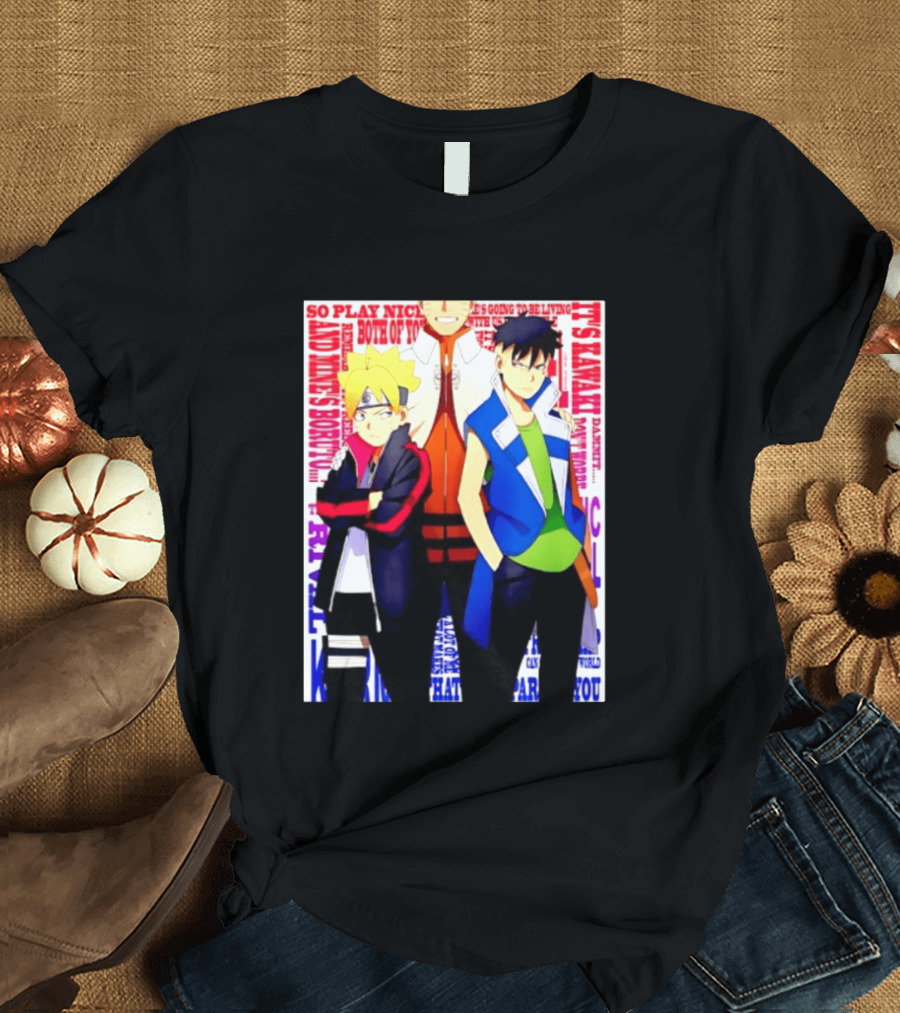 Uzumaki Boruto Naruto Kawaki Rivals Bright Style Manga Characters T-Shirt