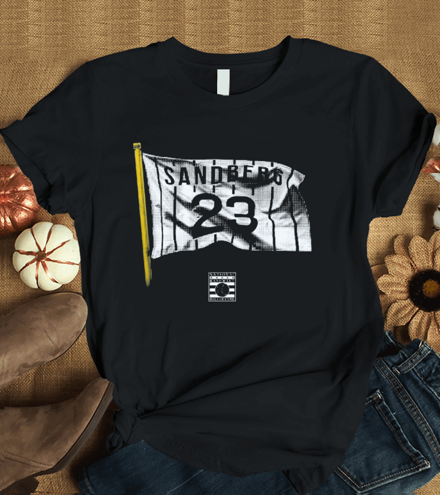 Ryne Sandberg 23 Flag With Baseball Bat And Stripes T-Shirt