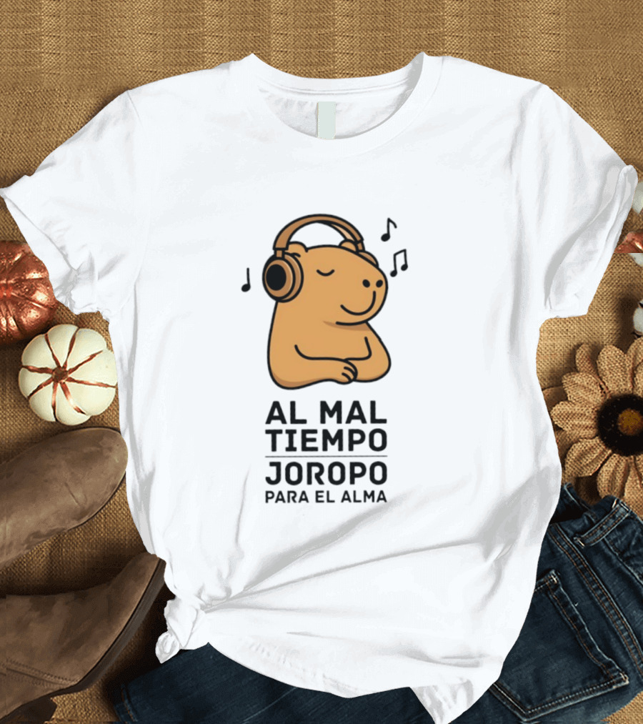 Al Mal Tiempo Joropo Para El Alma Capybara Headphones Music Notes T-Shirt