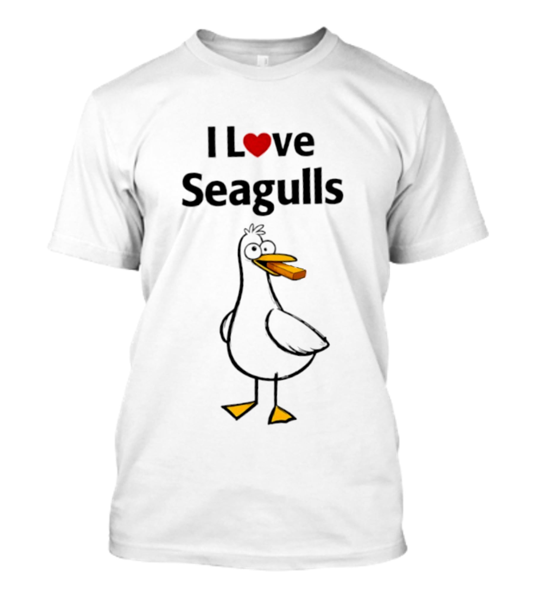 I Love Seagulls French Cartoon Bird With Baguette T-Shirt