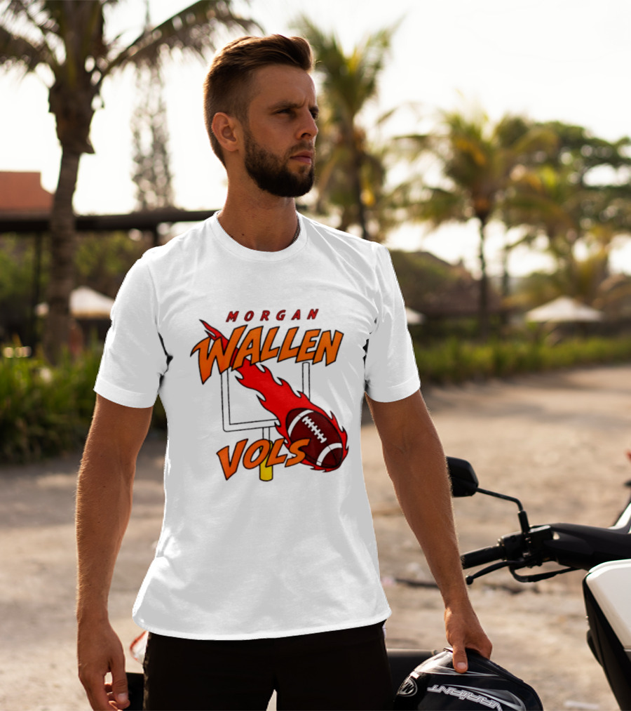 Morgan Wallen Vols Football Tennessee Volunteers Flaming Football Goalpost T-Shirt