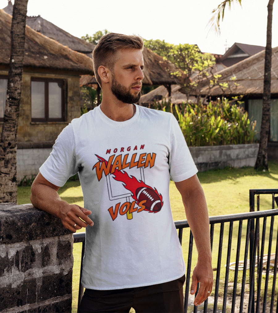 Morgan Wallen Vols Football Tennessee Volunteers Flaming Football Goalpost T-Shirt