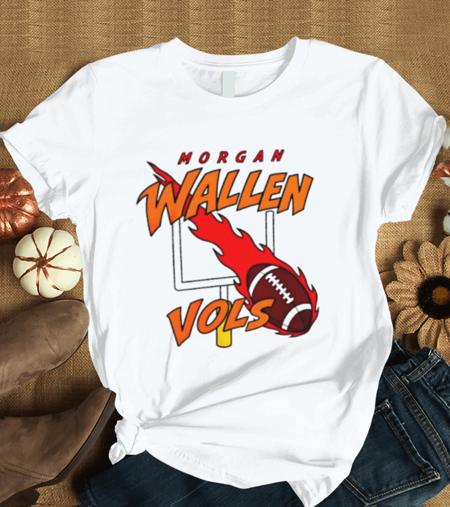 Morgan Wallen Vols Football Tennessee Volunteers Flaming Football Goalpost T-Shirt