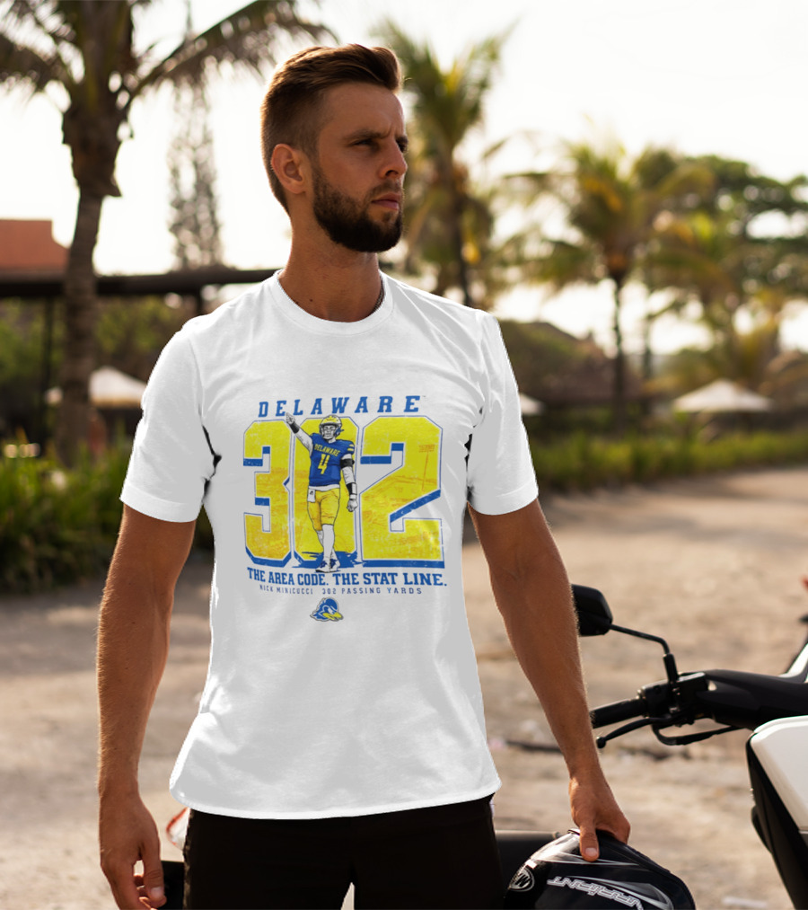 Delaware Blue Hens 302 The Area Code The Stat Line Nick Minicucci 302 Passing Yards T-Shirt