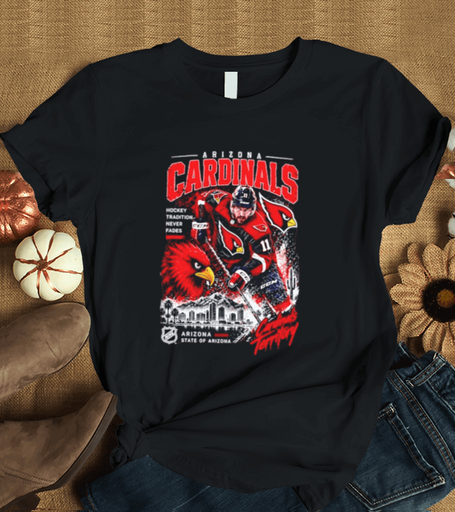 Arizona Cardinals NHL Hockey Tradition Never Fades Cardinals Territory Arizona Skyline T-Shirt