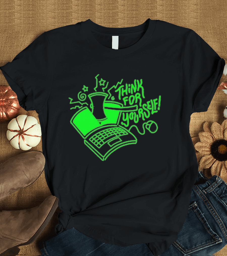 Avi Matzo X RAYGUN Think For Yourself Computer Stars Green T-Shirt