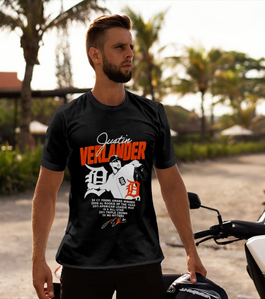 Justin Verlander 35 Detroit Tigers MLB MVP 2006 AL Rookie Cy Young T-Shirt