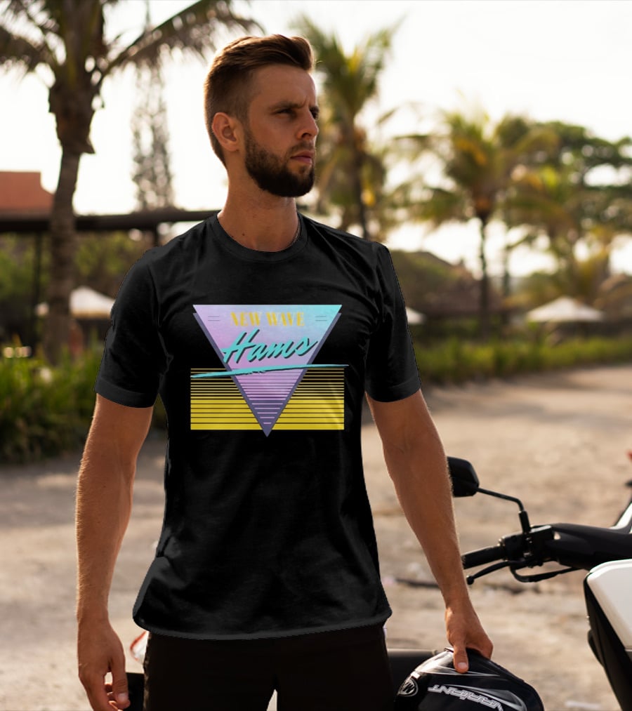 New Wave Hams Retro 80s Aesthetic Triangle Stripes T-Shirt