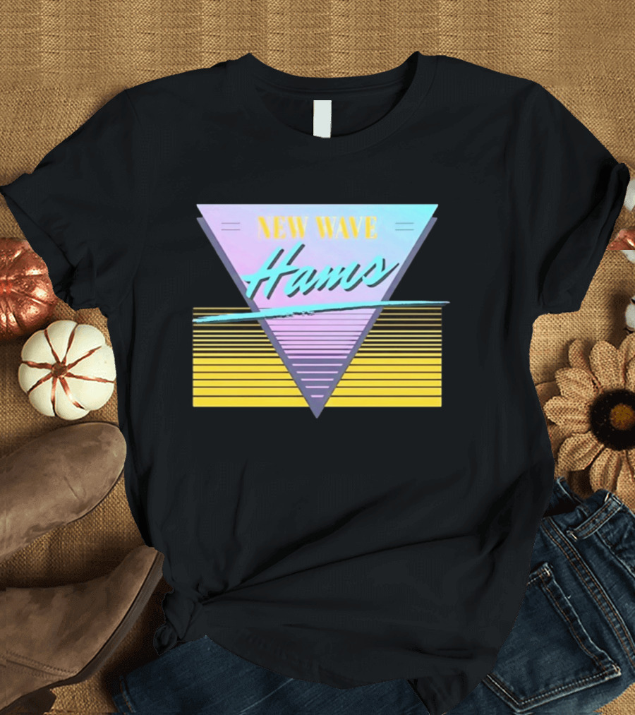 New Wave Hams Retro 80s Aesthetic Triangle Stripes T-Shirt