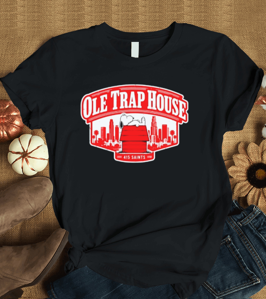 Ole Trap House Snoopy 415 Saints Skyline T-Shirt