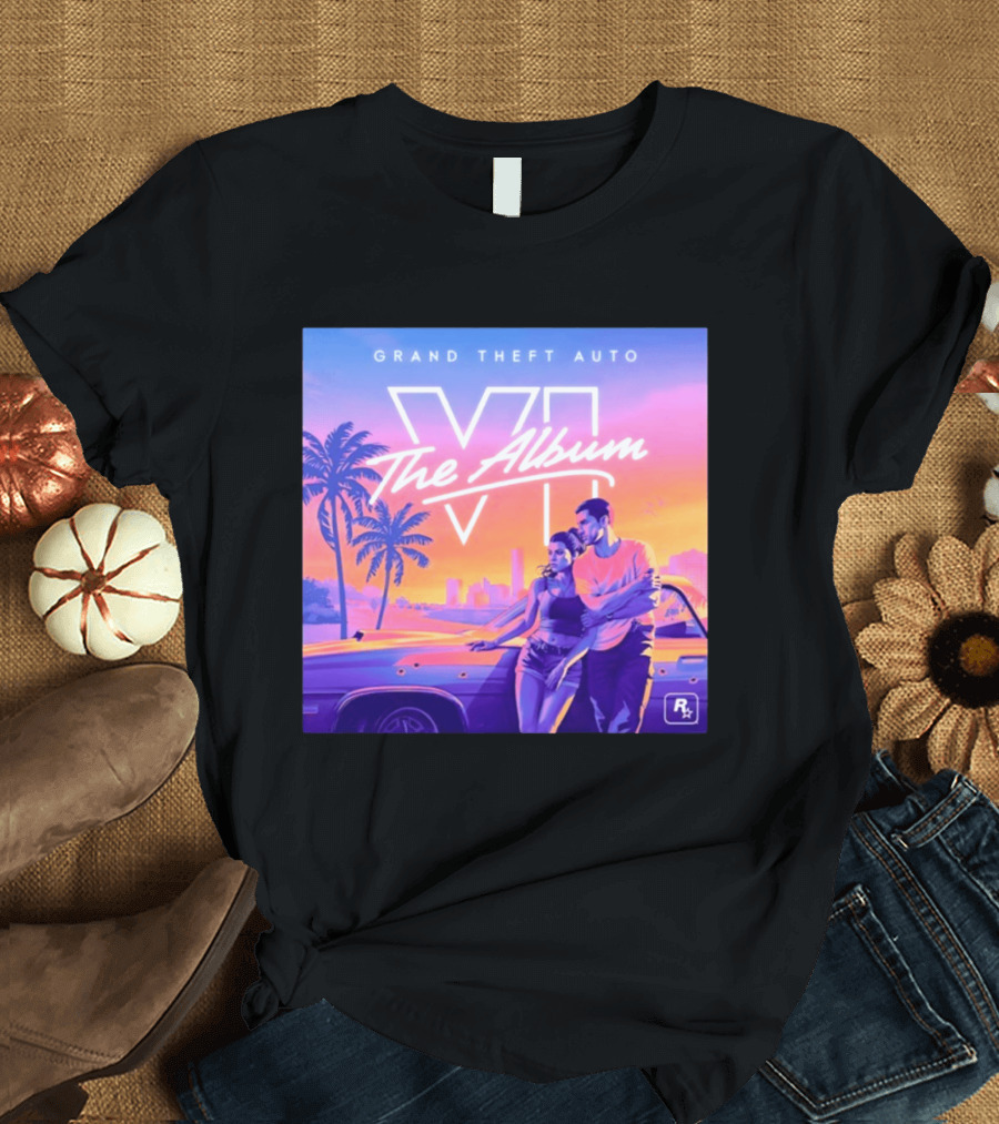 Grand Theft Auto VI The Album 2026 Retro Sunset Vibes T-Shirt