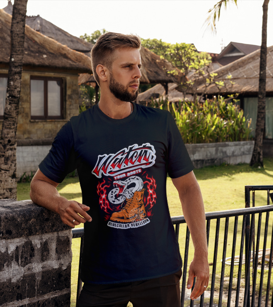 Your Boots Snake Fire Blue Collar Rebellion T-Shirt