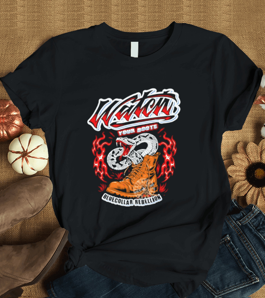 Your Boots Snake Fire Blue Collar Rebellion T-Shirt