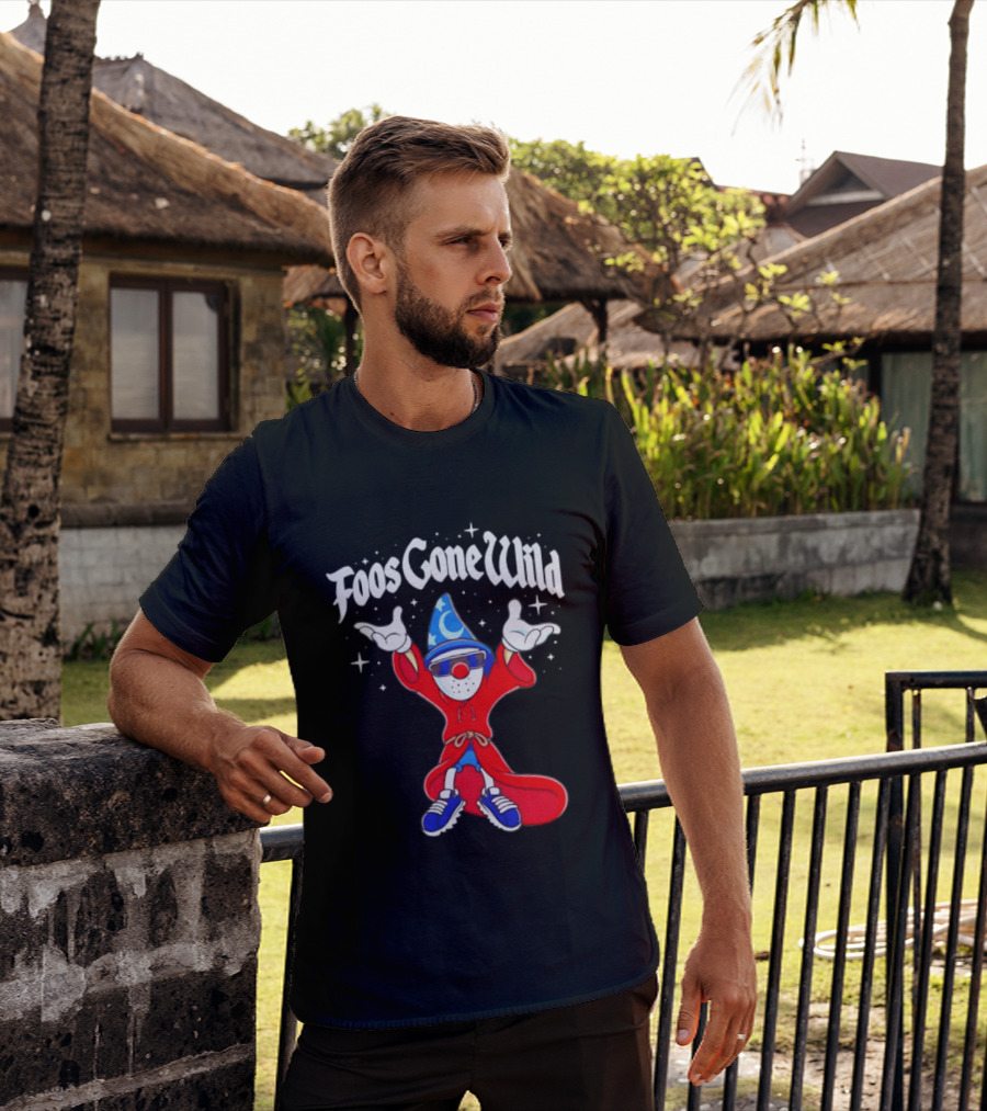 Foos Gone Wild Wizard Streetwear Cartoon Character With Blue Hat And Sunglasses T-Shirt