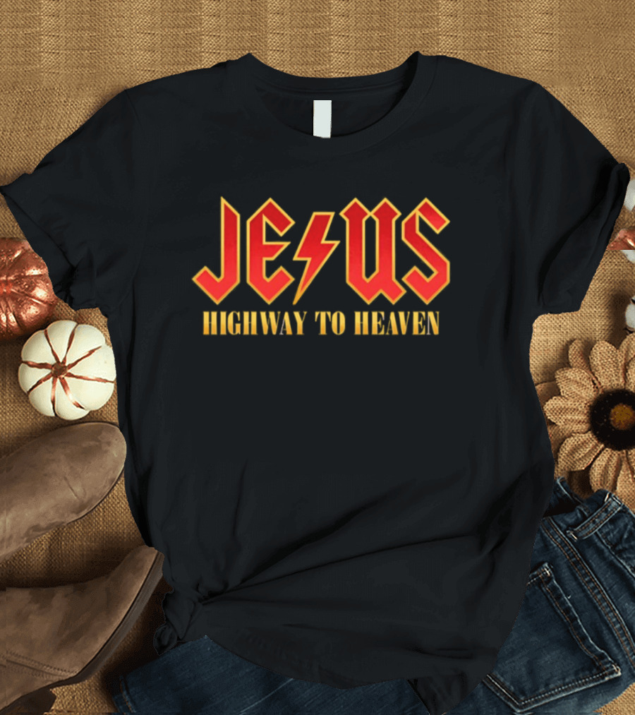 Jesus Highway To Heaven Lightning Bolt T-Shirt