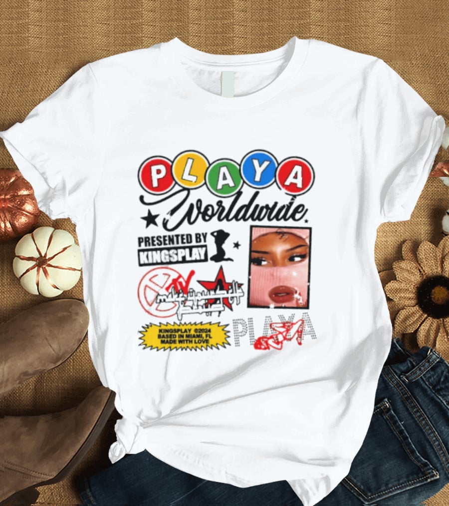 Playa Worldwide Kingsplay Miami Colorful Circles And Urban Street T-Shirt