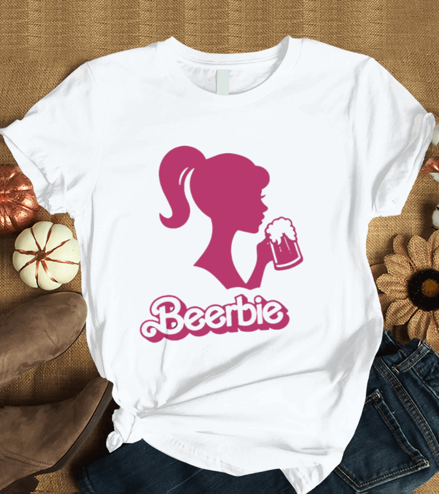 Beerbie Pink Beer Barbie Icon With Beer T-Shirt