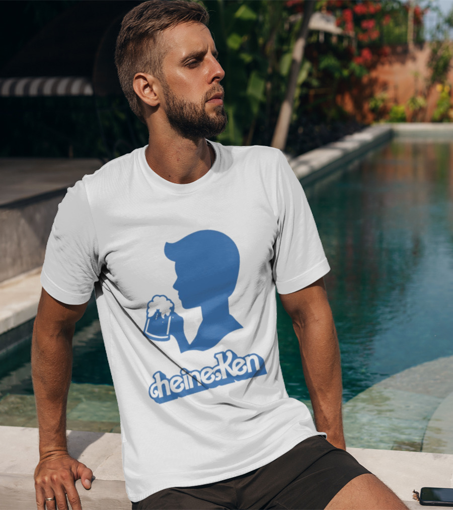 Ken Blue Beer Silhouette Heineken Play On Words T-Shirt