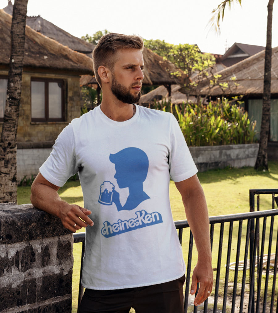 Ken Blue Beer Silhouette Heineken Play On Words T-Shirt