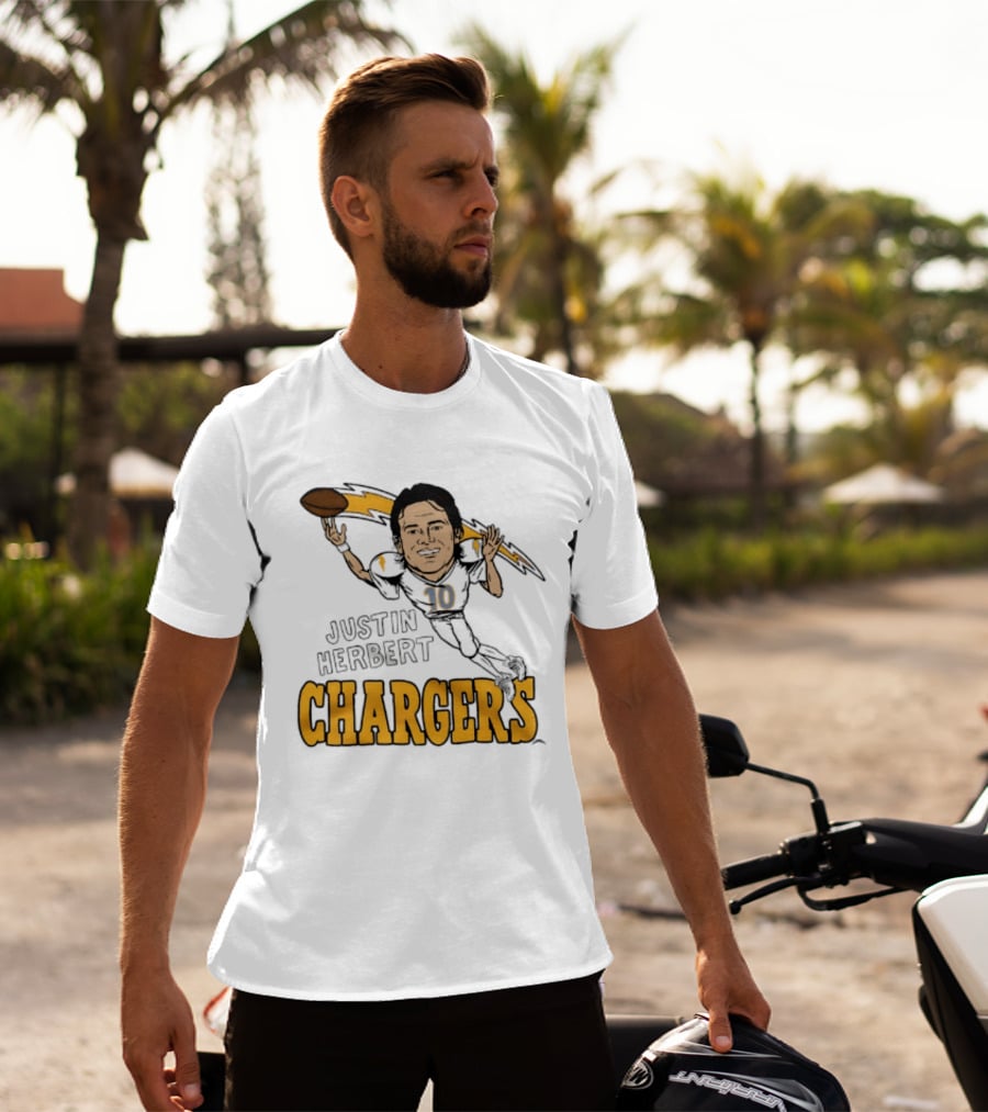 Justin Herbert Chargers Football Caricature Los Angeles T-Shirt