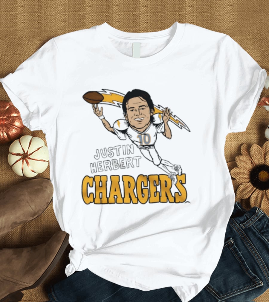 Justin Herbert Chargers Football Caricature Los Angeles T-Shirt