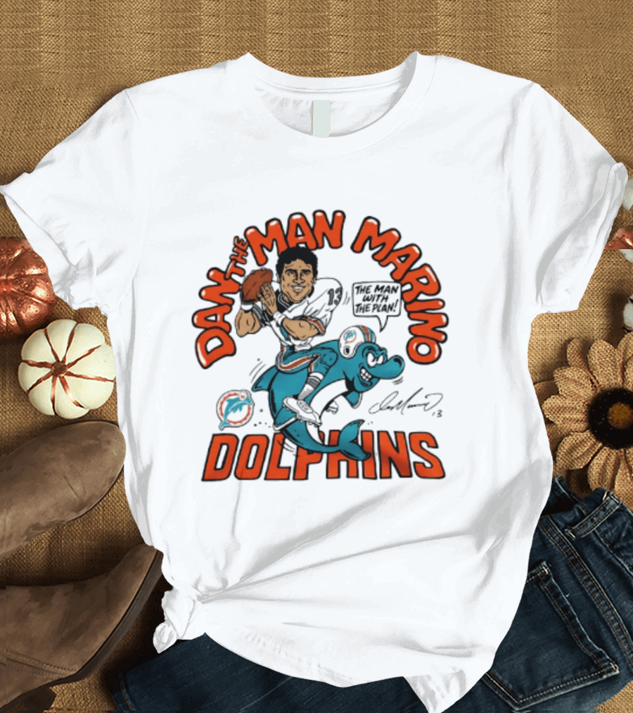 Dan The Man Marino Dolphins Football Caricature T-Shirt