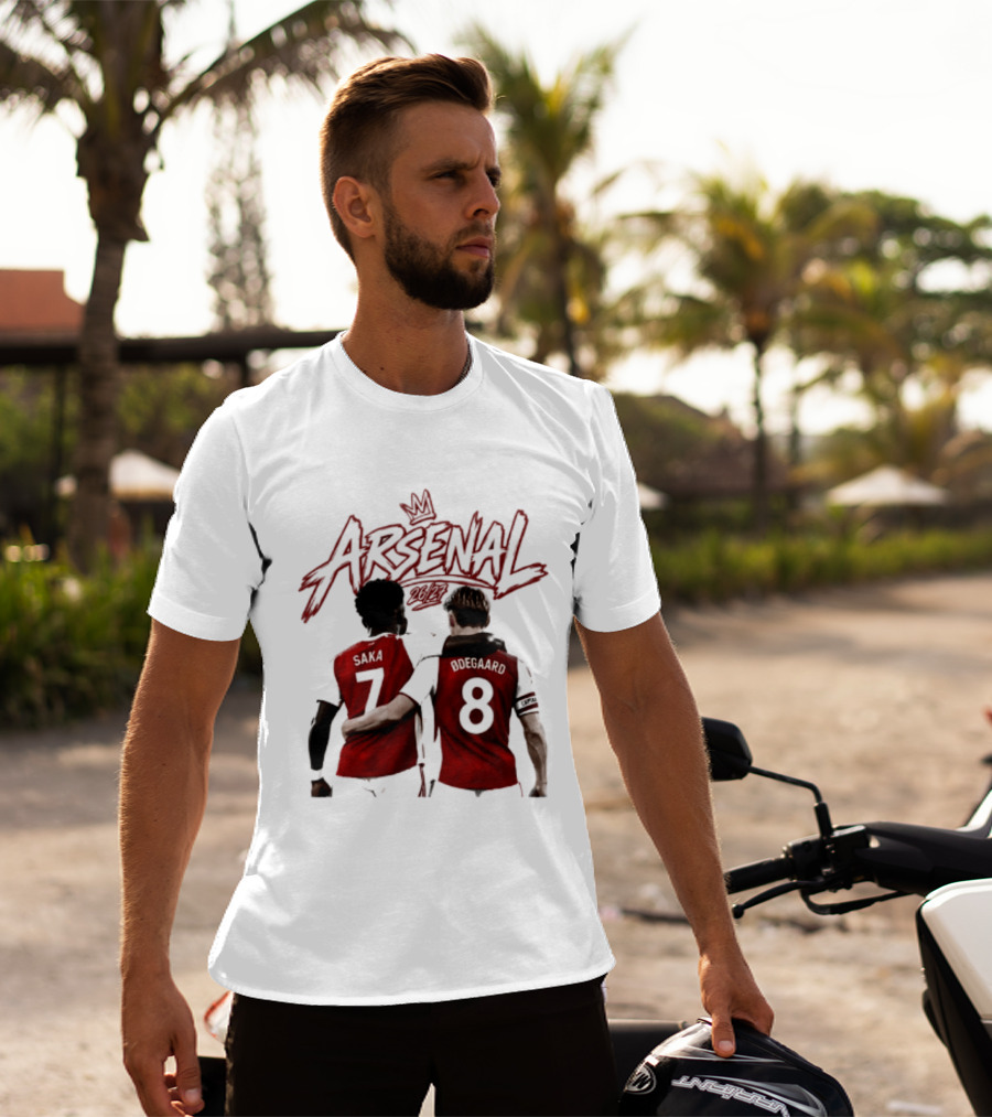 Arsenal Saka 7 Odegaard 8 Football Moment T-Shirt