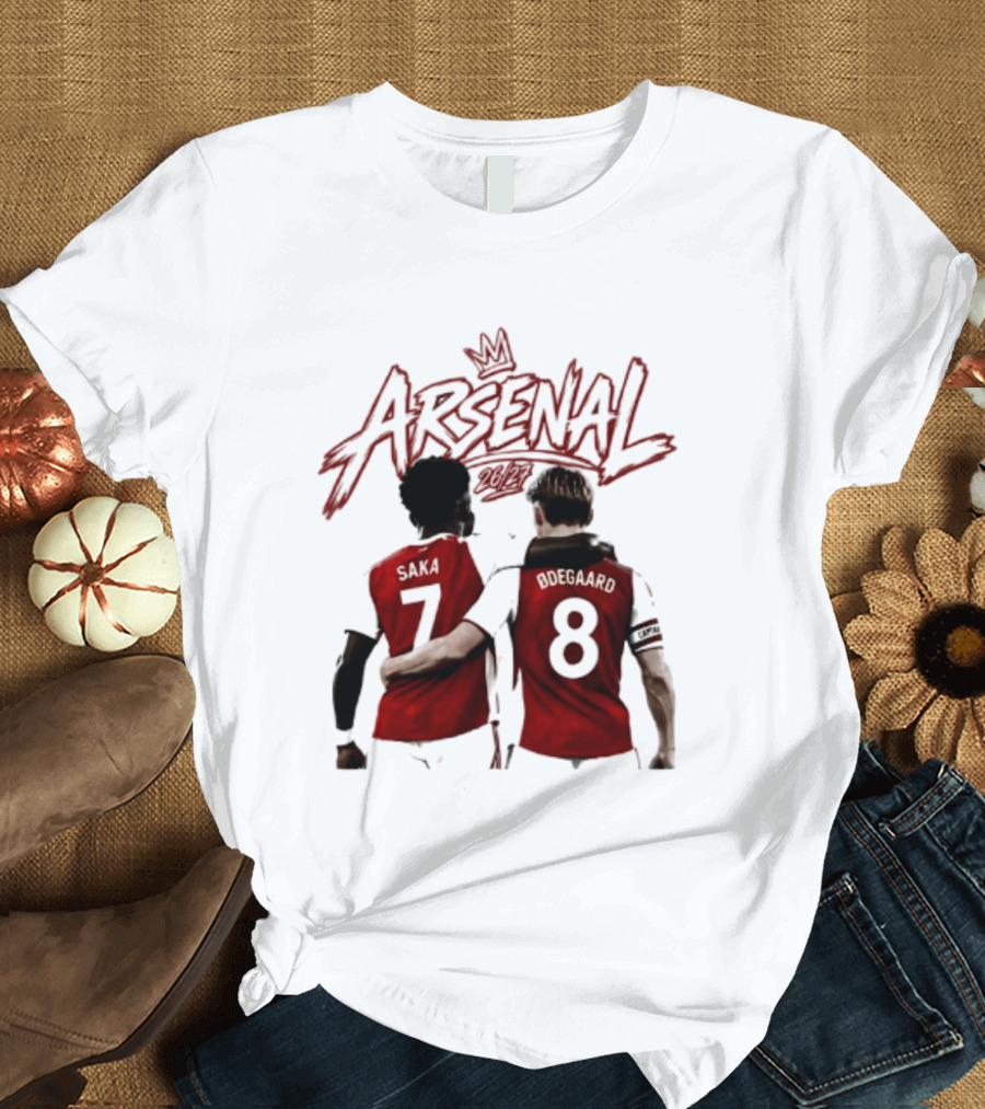 Arsenal Saka 7 Odegaard 8 Football Moment T-Shirt