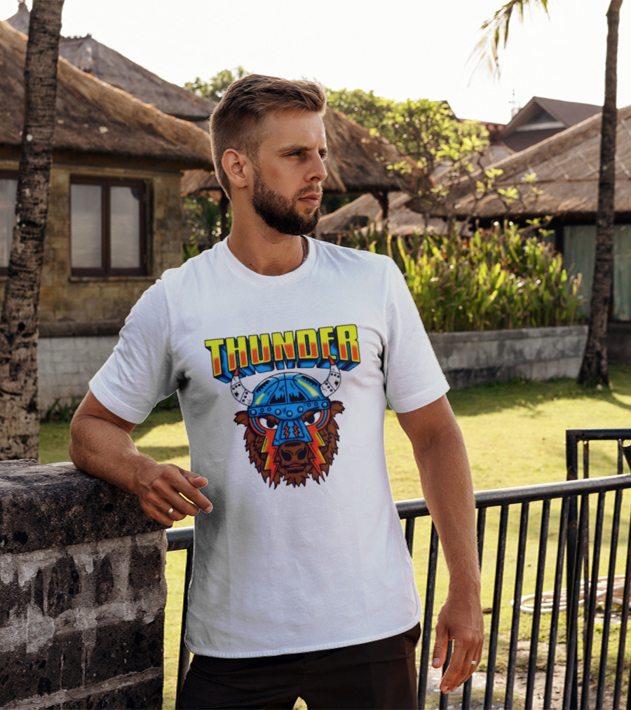 Thunder Buffalo Viking Helmet Bison Basketball T-Shirt