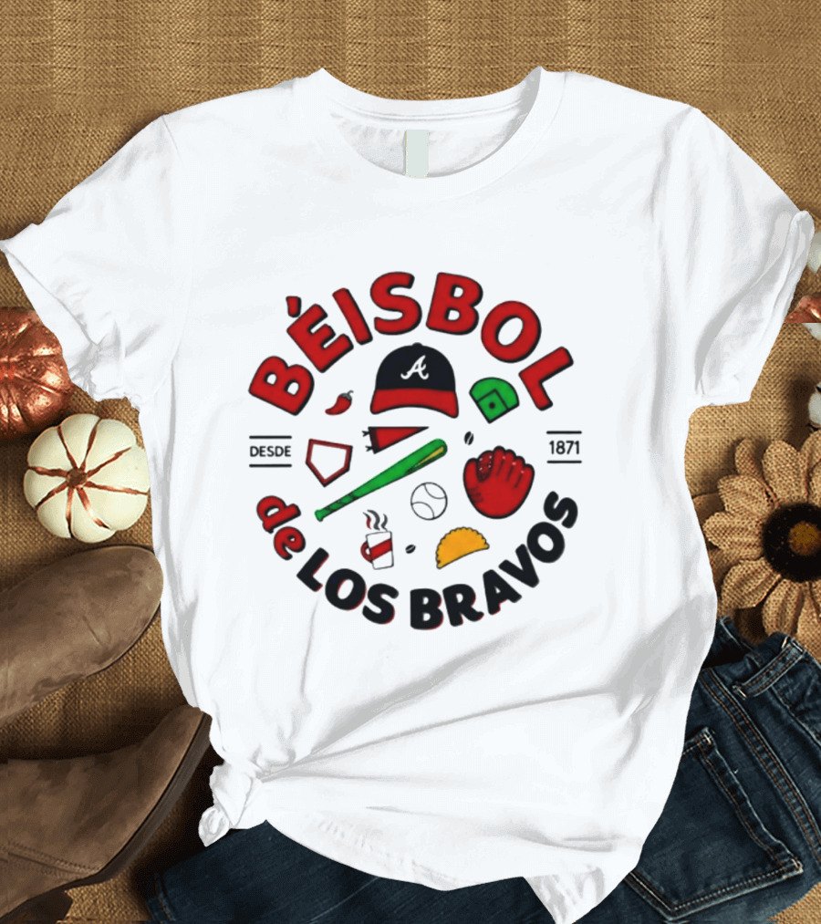 Béisbol De Los Bravos Desde 1871 Hat Bat Glove Baseball Taco Pepper Coffee T-Shirt