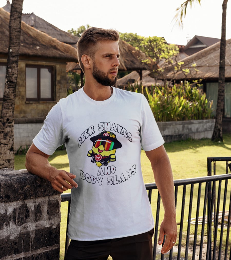 Beer Snakes And Body Slams Lemon Guy Fun Retro 90s T-Shirt