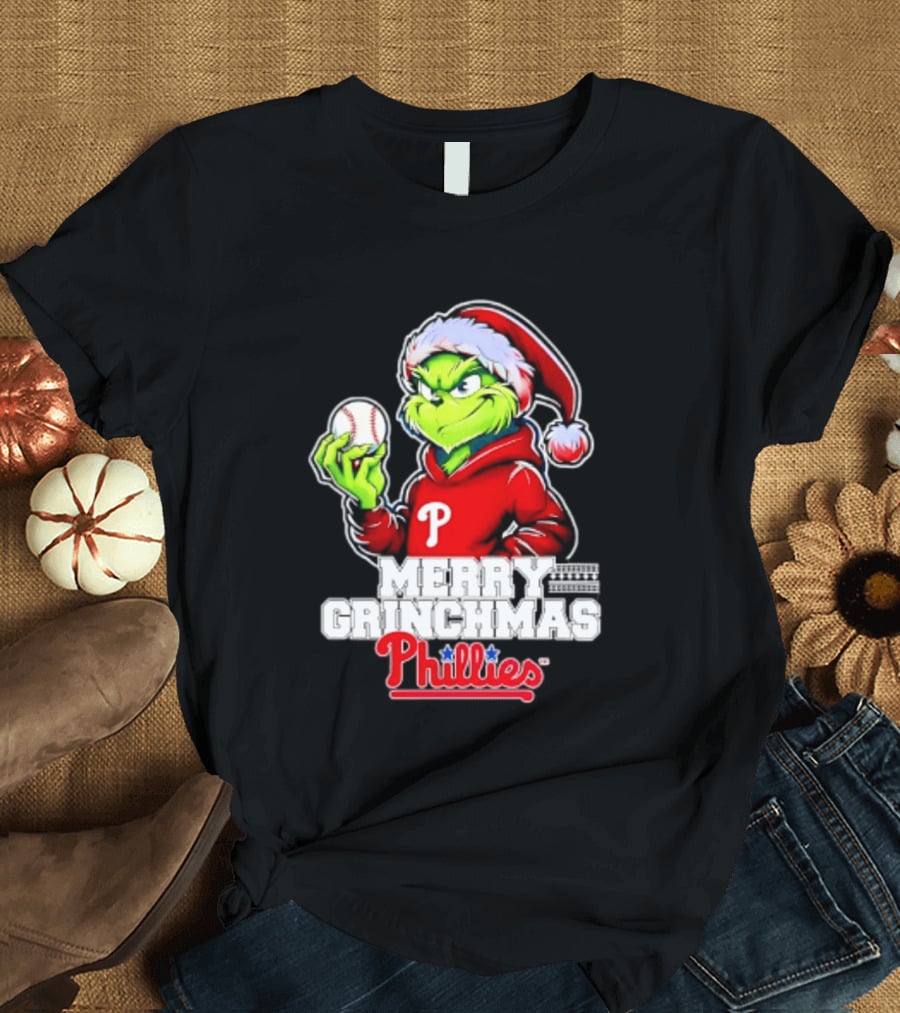 Merry Grinchmas Philadelphia Phillies Baseball Christmas 2026 T-Shirt