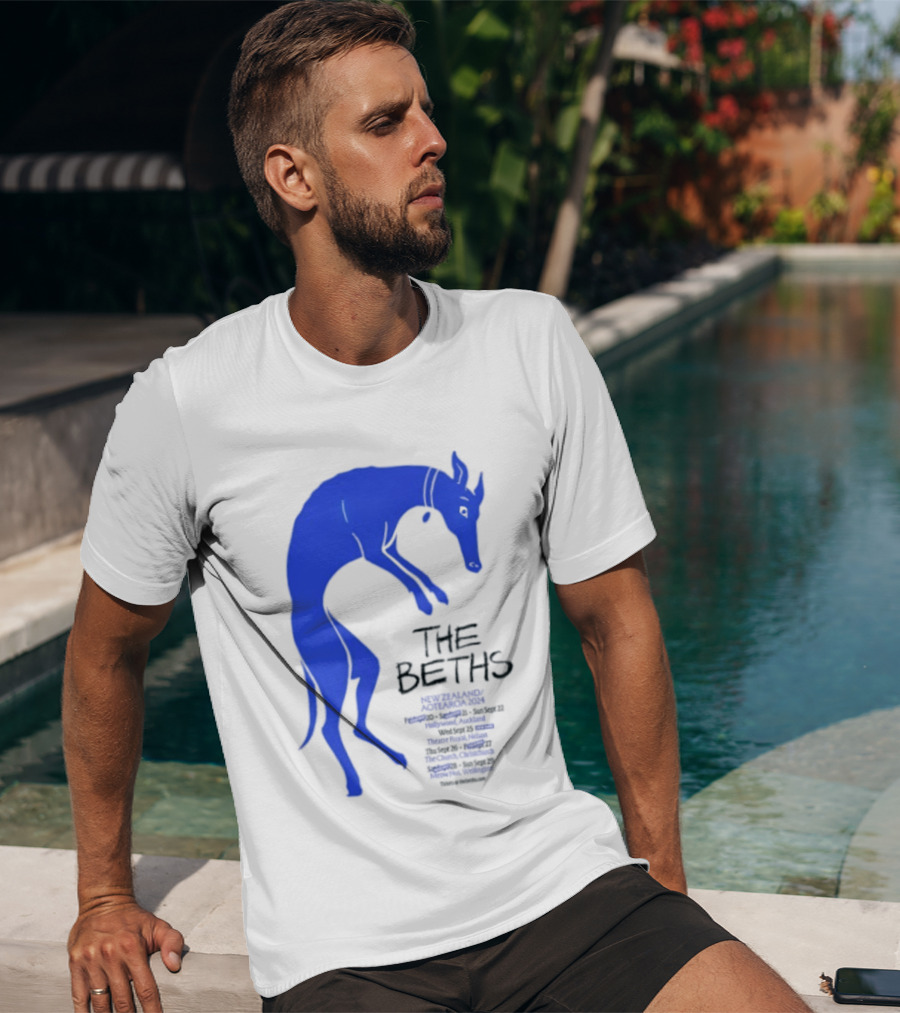 The Beths New Zealand Aotearoa 2024 Tour Blue Jumping Dog T-Shirt