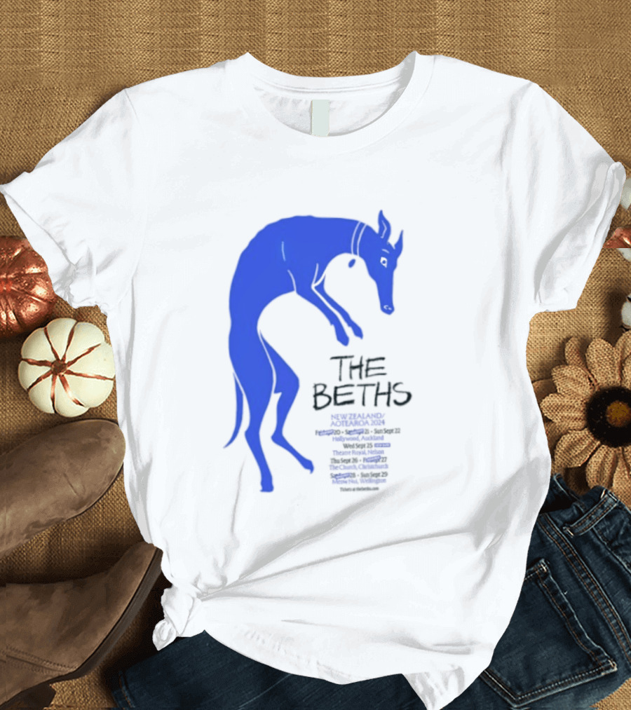 The Beths New Zealand Aotearoa 2024 Tour Blue Jumping Dog T-Shirt