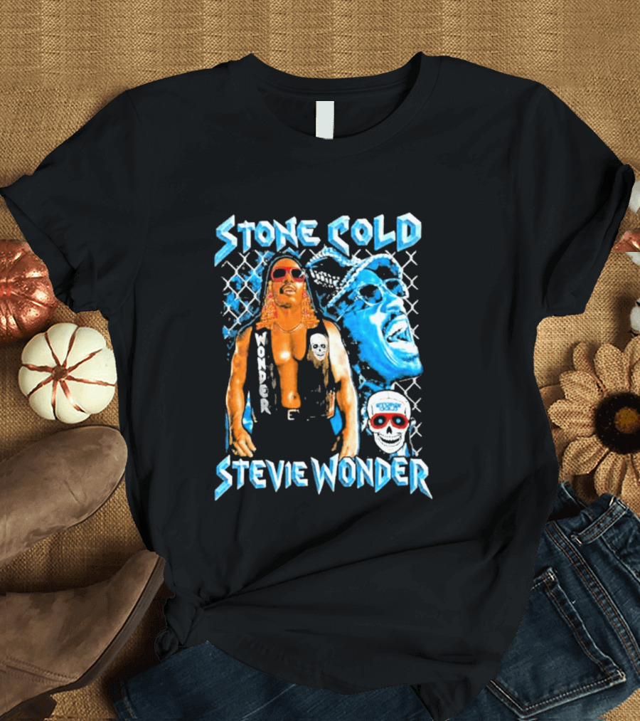 Stone Cold Stevie Wonder Collaboration Red Sunglasses T-Shirt