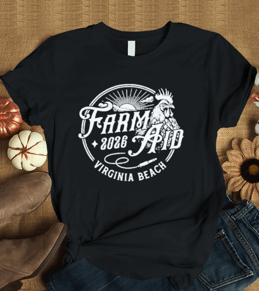 Farm Aid 2026 Virginia Beach Concert Rooster Sunburst T-Shirt