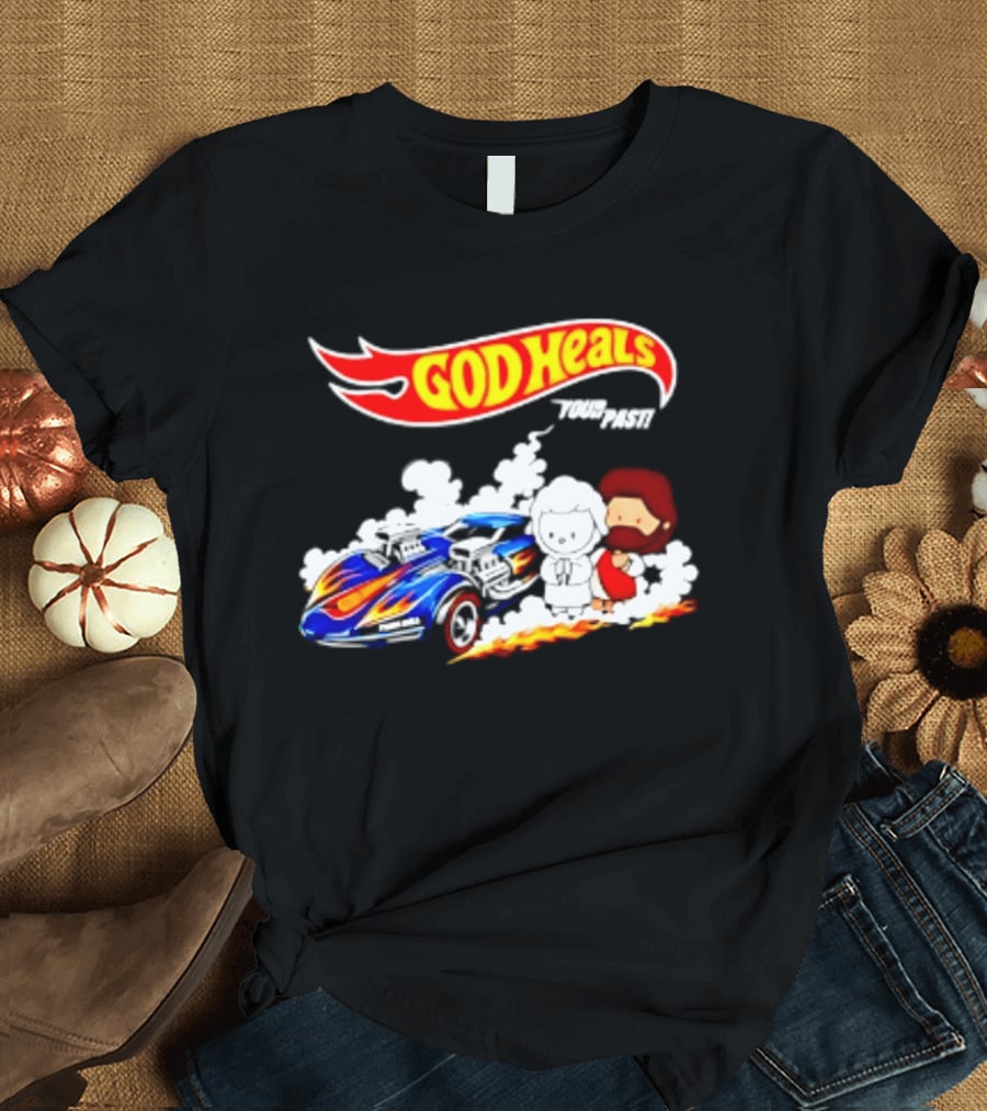 God Heals Hot Wheels Jesus And Lamb Twin Mill T-Shirt