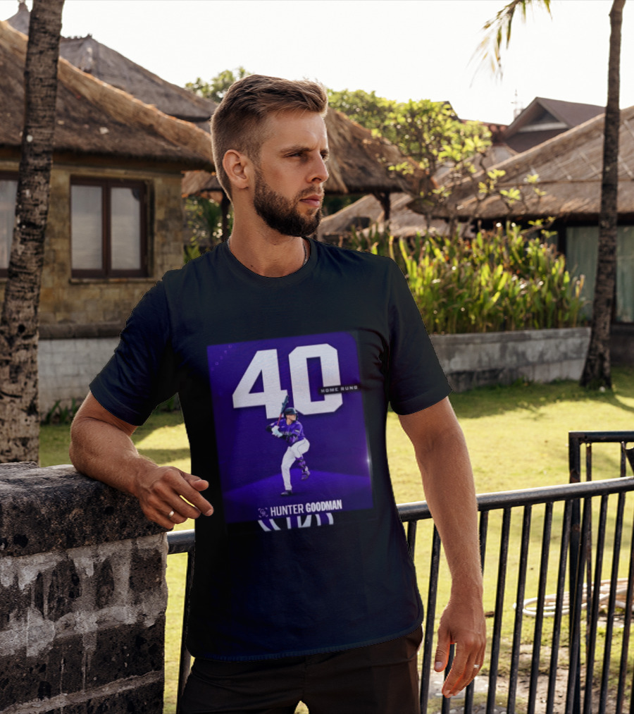 Hunter Goodman 40 Home Runs Colorado Rockies Purple T-Shirt
