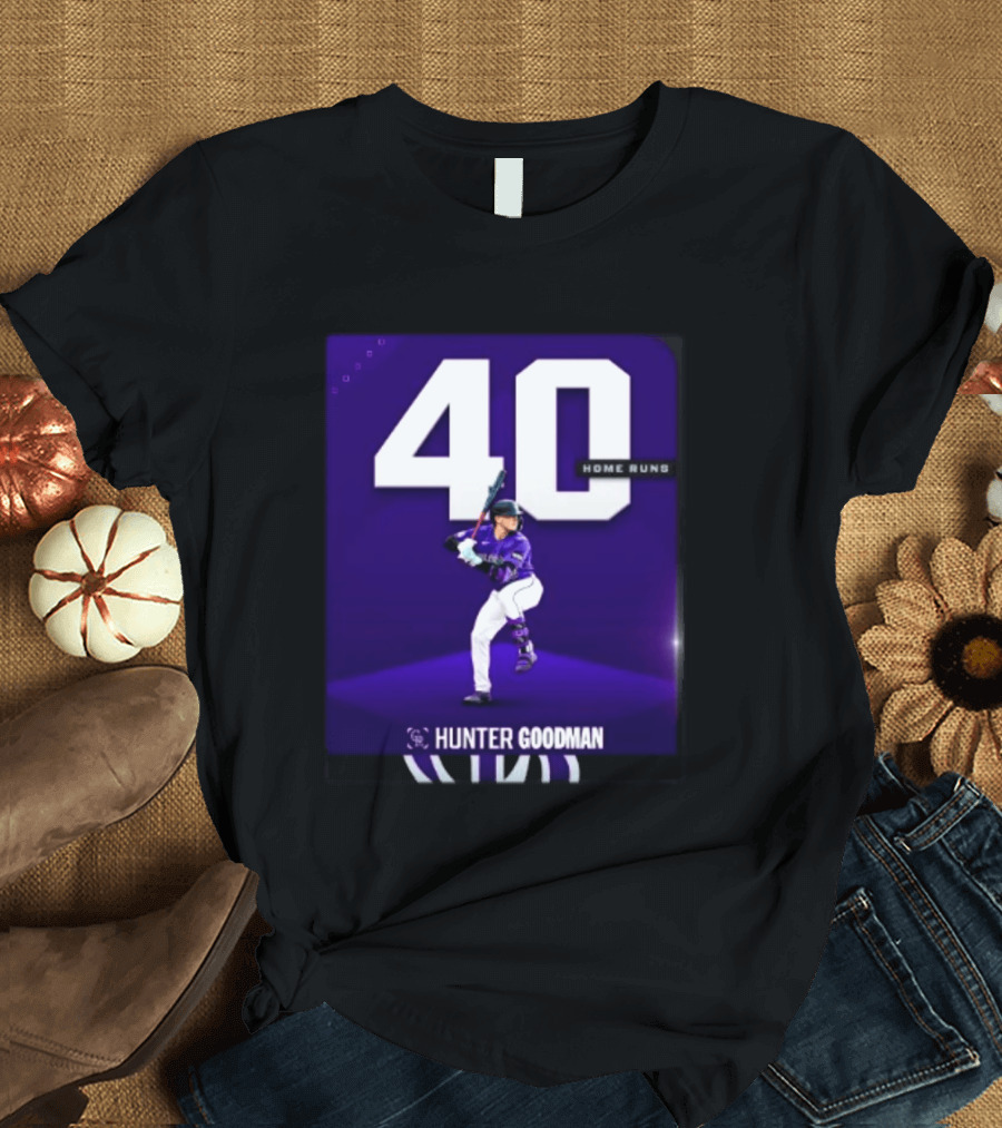 Hunter Goodman 40 Home Runs Colorado Rockies Purple T-Shirt